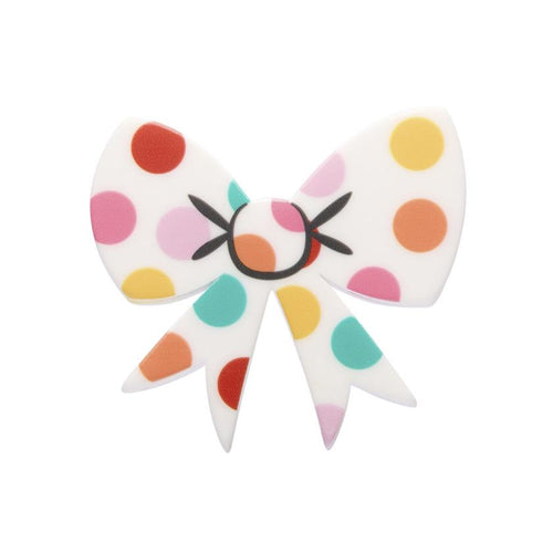 Erstwilder - Polka Dot Bow Simplified Mini Brooch - White