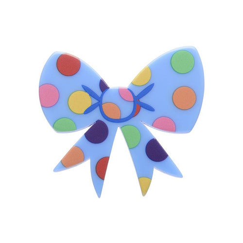 Erstwilder – Polka Dot Bow Simplified Mini Brooch – Blue