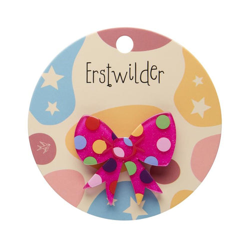 Erstwilder – Polka Dot Bow Simplified Mini Brooch – Pink