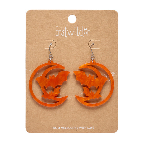 Erstwilder - Moon & Bats Drop Earrings - Orange