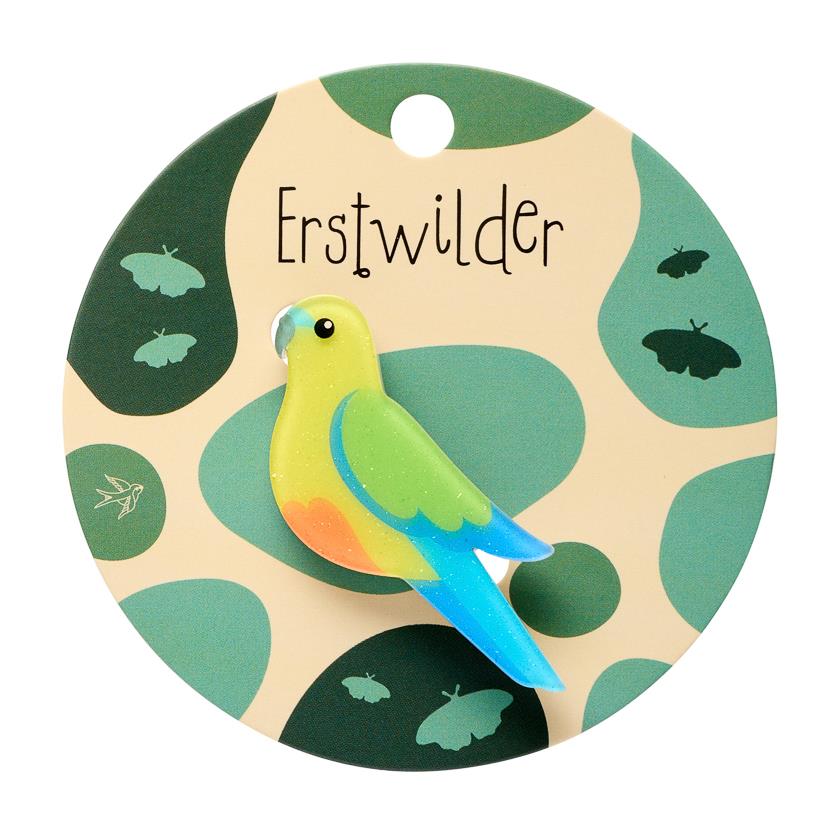 Erstwilder - Orange-Bellied Parrot Simplified Mini Brooch