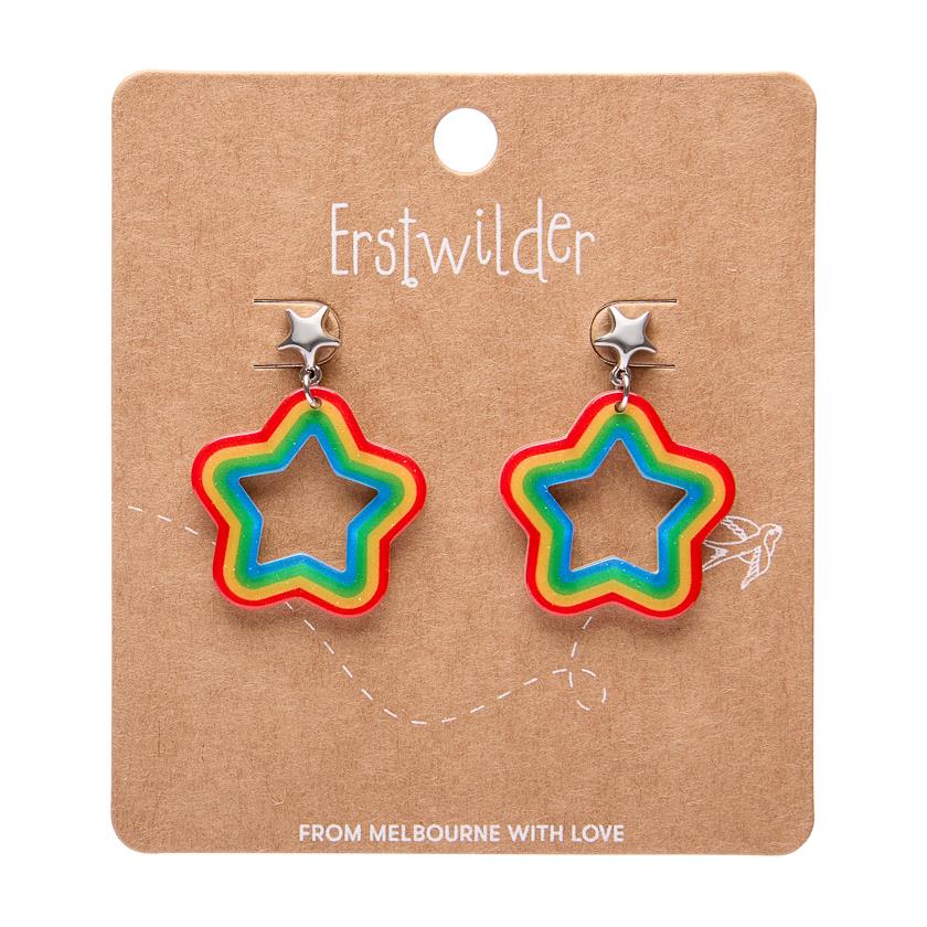 Star Rainbow Stud Drop Earrings