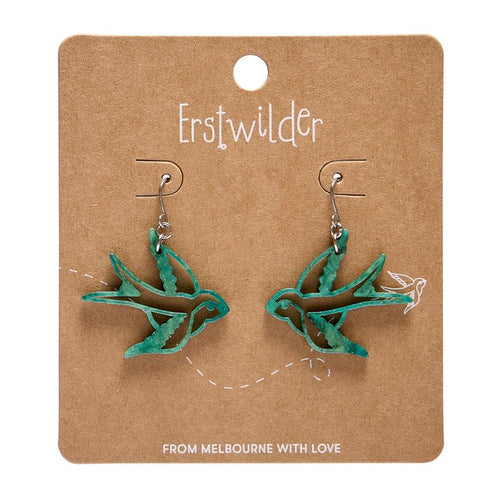 Erstwilder - Swallow Drop Earrings – Green