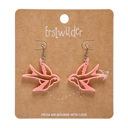 Erstwilder - Swallow Drop Earrings – Pink