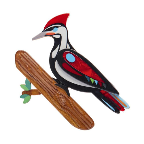 Erstwilder x Pete Cromer – The Persistent Pileated Woodpecker Brooch