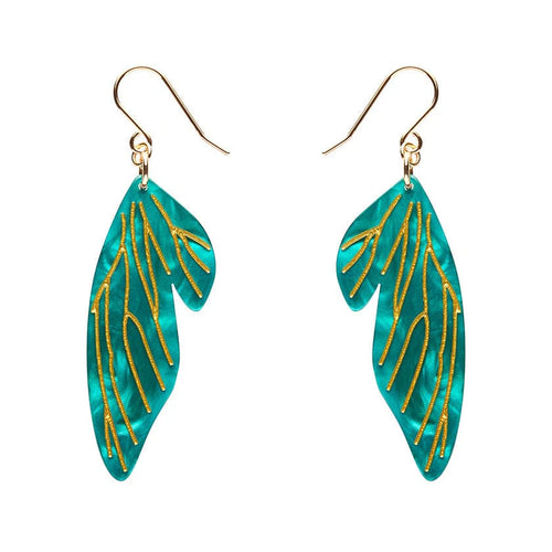 Fairy Wings Drop Earrings - Mint