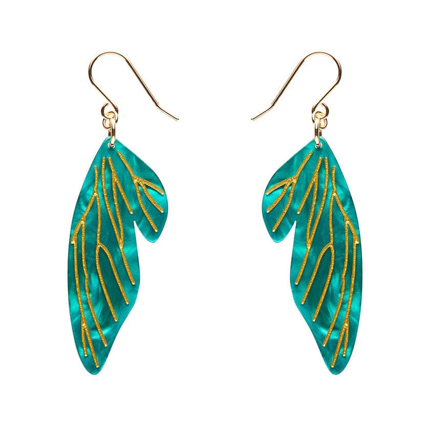 Fairy Wings Drop Earrings - Mint