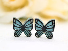 Vera Chan - Artist collaboration - Stained glass butterfly studs (Blue)