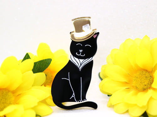 Wintersheart - Mr Gatsby Black Kitty Brooch