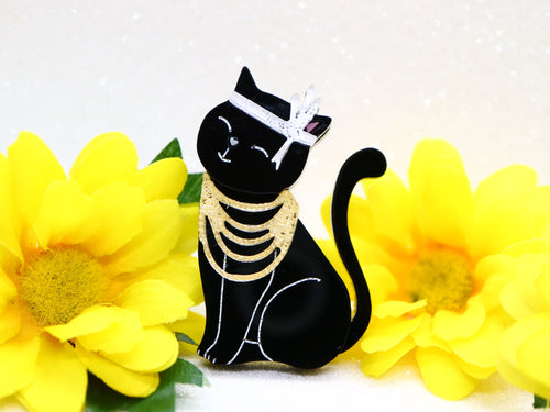 Wintersheart - Mrs Gatsby Black Kitty Brooch