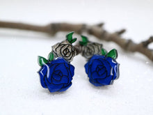 Vera Chan - Artist collaboration - Stained glass rose studs (Blue)
