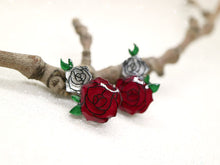 Vera Chan - Artist collaboration - Stained glass rose studs (Red)