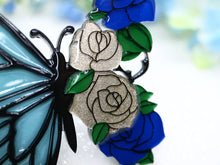 Vera Chan - Artist collaboration - Stained glass butterfly brooch (Blue)