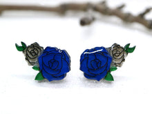 Vera Chan - Artist collaboration - Stained glass rose studs (Blue)
