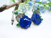 Vera Chan - Artist collaboration - Stained glass rose drop earrings (Blue)