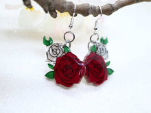 Vera Chan - Artist collaboration - Stained glass rose drop earrings (Red)