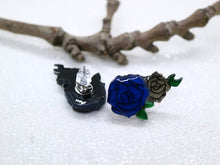 Vera Chan - Artist collaboration - Stained glass rose studs (Blue)