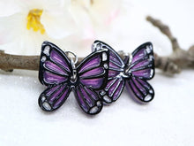 Vera Chan - Artist collaboration - Stained glass butterfly drop earrings (Purple)