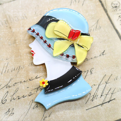 Vera Chan - Lady Portrait Brooch (Blue)