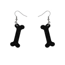 Erstwilder - Bones Glitter Resin Drop Earrings - Black