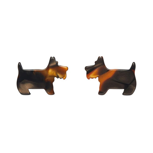 Erstwilder - Terrier Tort Resin Stud Earrings - Brown Tort