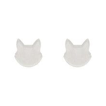 Erstwilder - Cat Head Glitter Resin Stud Earrings - White