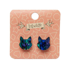 Erstwilder - Cat Head Lava Resin Stud Earrings - Green