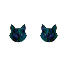 Erstwilder - Cat Head Lava Resin Stud Earrings - Green
