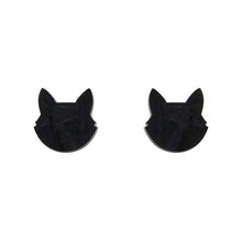 Erstwilder - Cat Head Ripple Resin Stud Earrings - Black