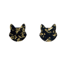 Erstwilder - Cat Head Chunky Glitter Resin Stud Earrings - Yellow