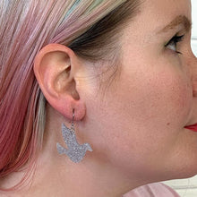 Erstwilder - Dove Glitter Resin Drop Earrings - Silver