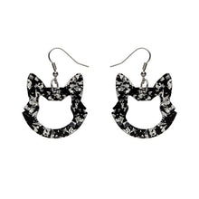 Erstwilder - Cat Head Chunky Glitter Resin Drop Earrings - Silver