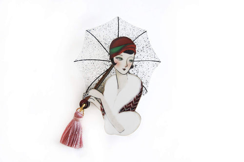 LaliBlue - Girl Brooch with Umbrella