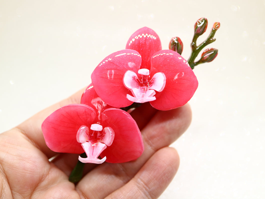 Vera Chan - Hand Painted Orchid (Coral red)