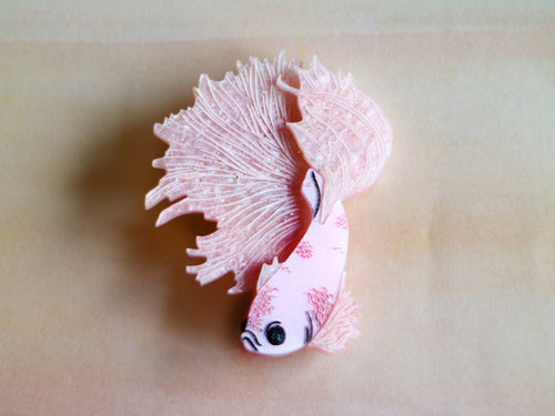 Kimchi and Coconut - Betta Fish Brooch (Pink glitter)