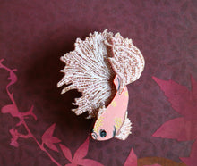 Kimchi and Coconut - Betta Fish Brooch (Rose gold glitter)