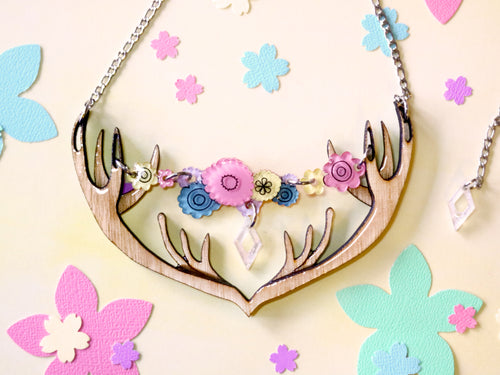 Vera Chan - Artist collaboration Spring forest antlers necklace