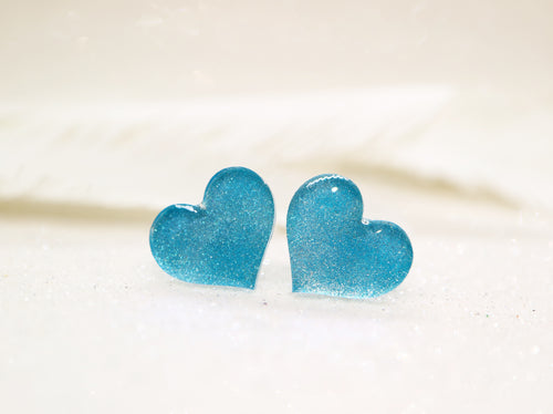 Vera Chan - Gumdrop heart studs (Sky blue glitter)