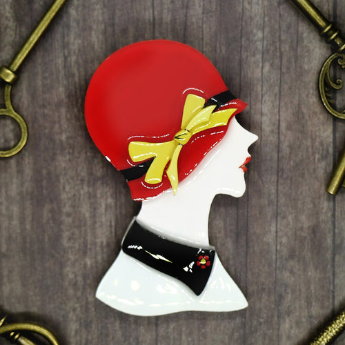 Vera Chan - Lady Portrait Brooch (Red)