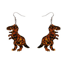 Erstwilder - Tyrannosaurus Chunky Glitter Resin Drop Earrings - Orange