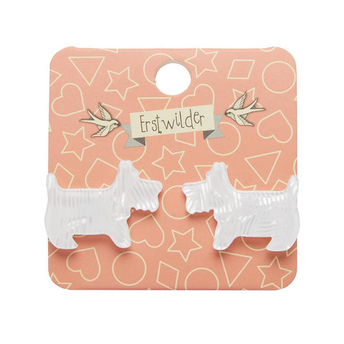 Erstwilder - Terrier Textured Resin Stud Earrings - White