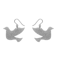 Erstwilder - Dove Glitter Resin Drop Earrings - Silver